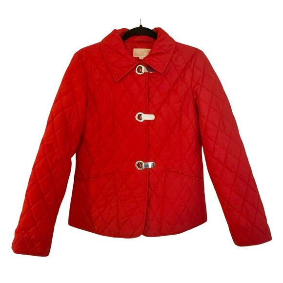 Michael Michael kors red quilted silver clasp jacket size small - Picture 1 of 9